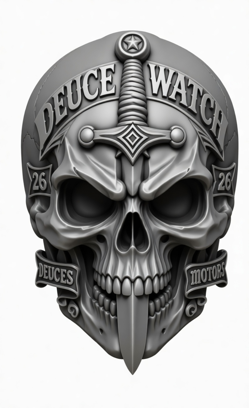 Deuce Watch Skull Sculpture free 3D printable STL