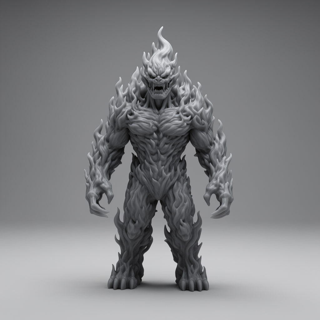 Fire Elemental Figurine free 3D printable STL