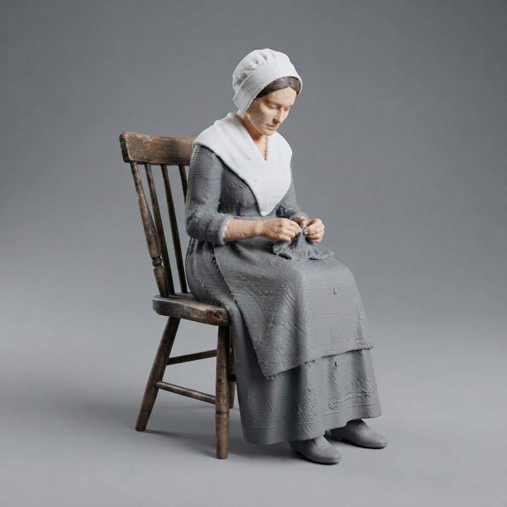 Woman Knitting Figurine free 3D printable STL