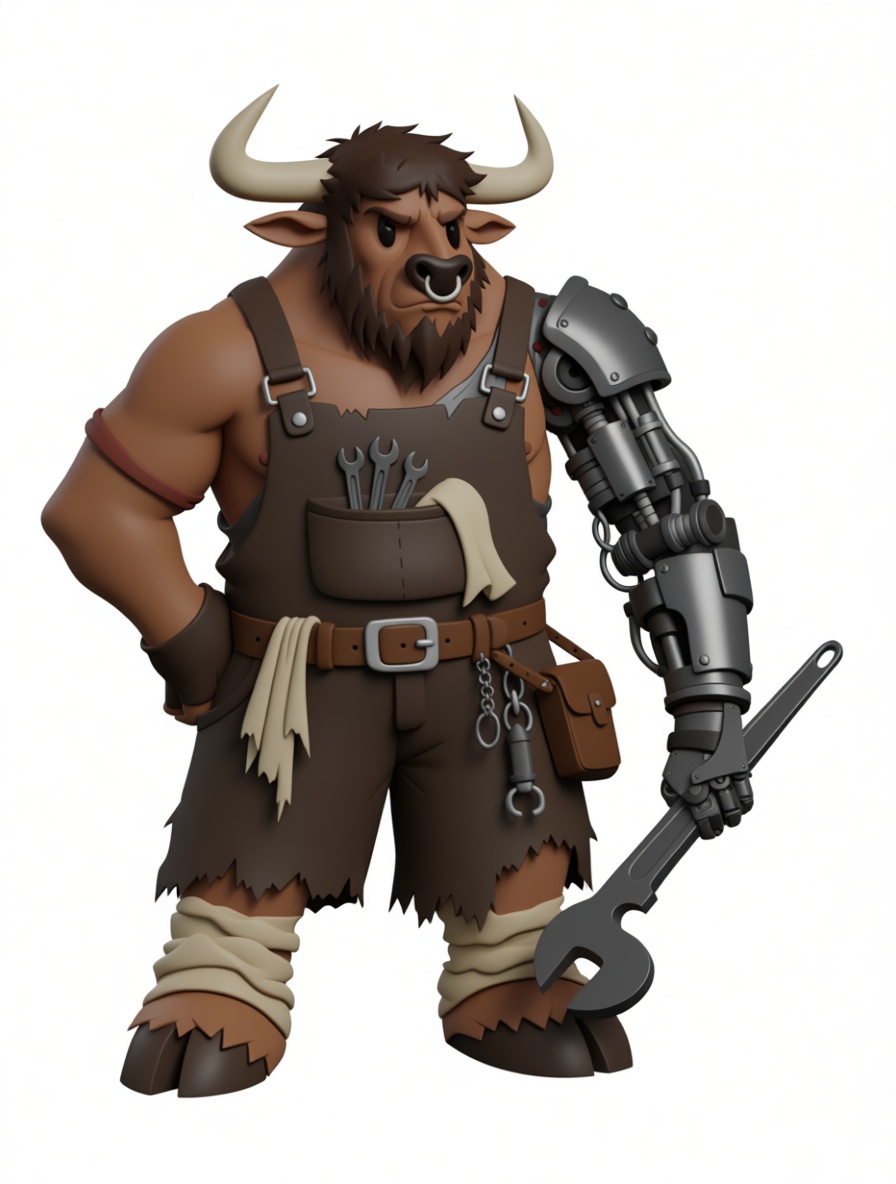 Minotaur Mechanic Figurine free 3D printable STL