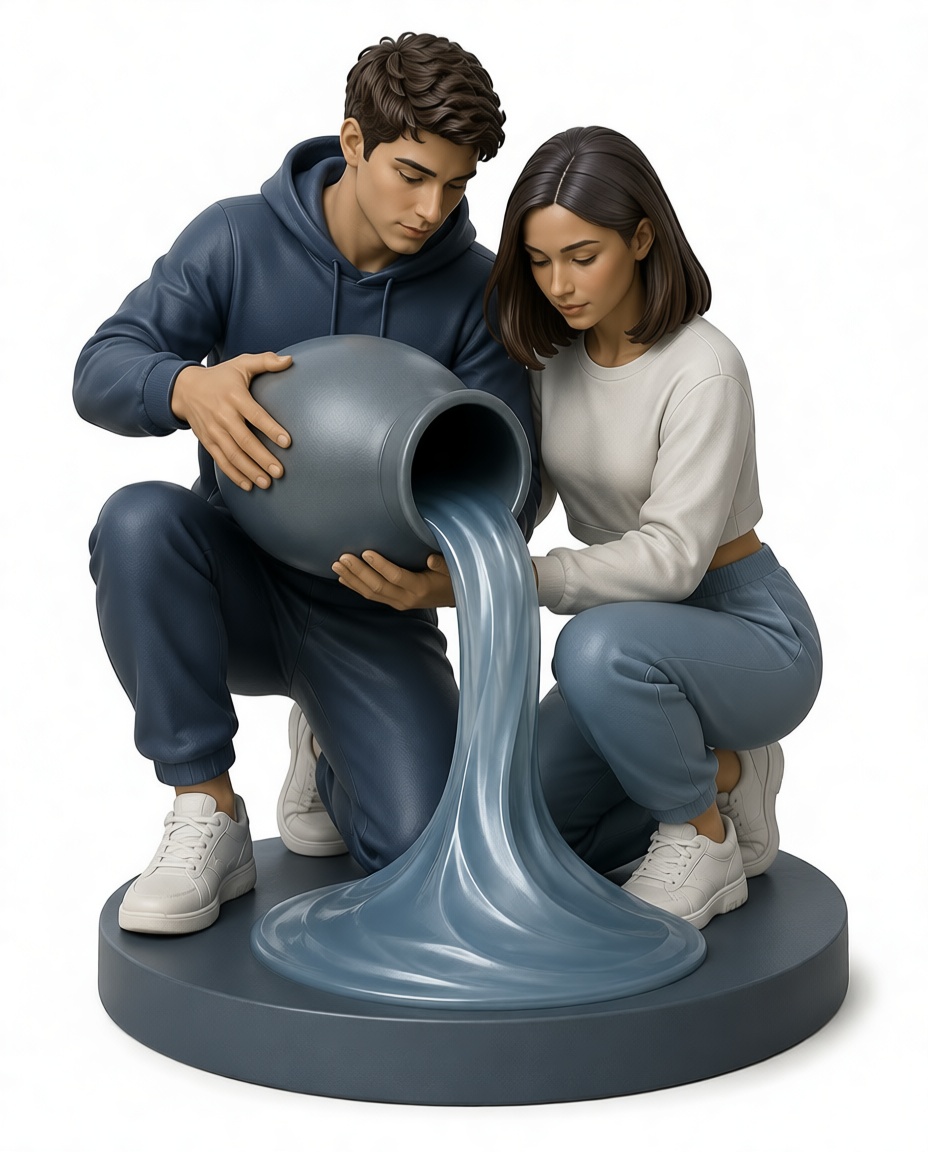 Couple Pouring Water Figurine free 3D printable STL