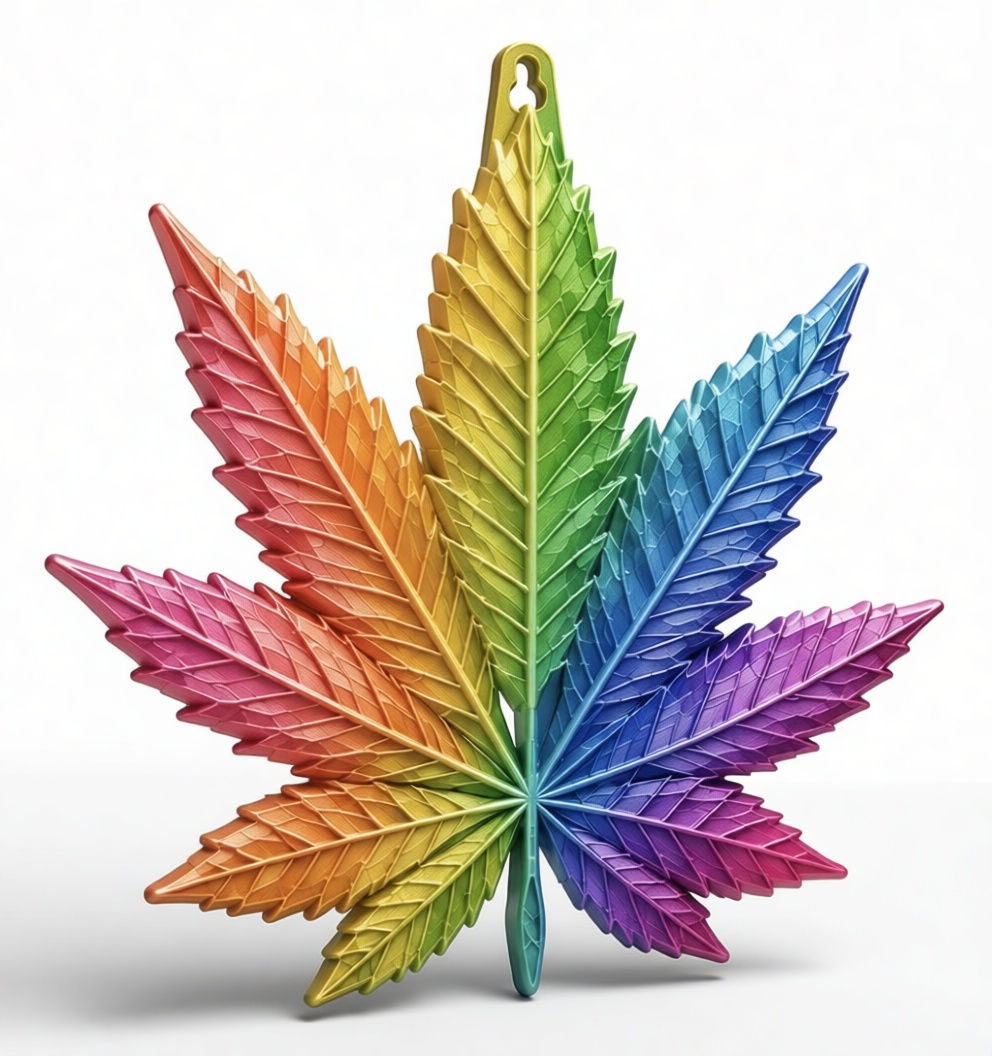 Rainbow Cannabis Leaf Ornament free 3D printable STL