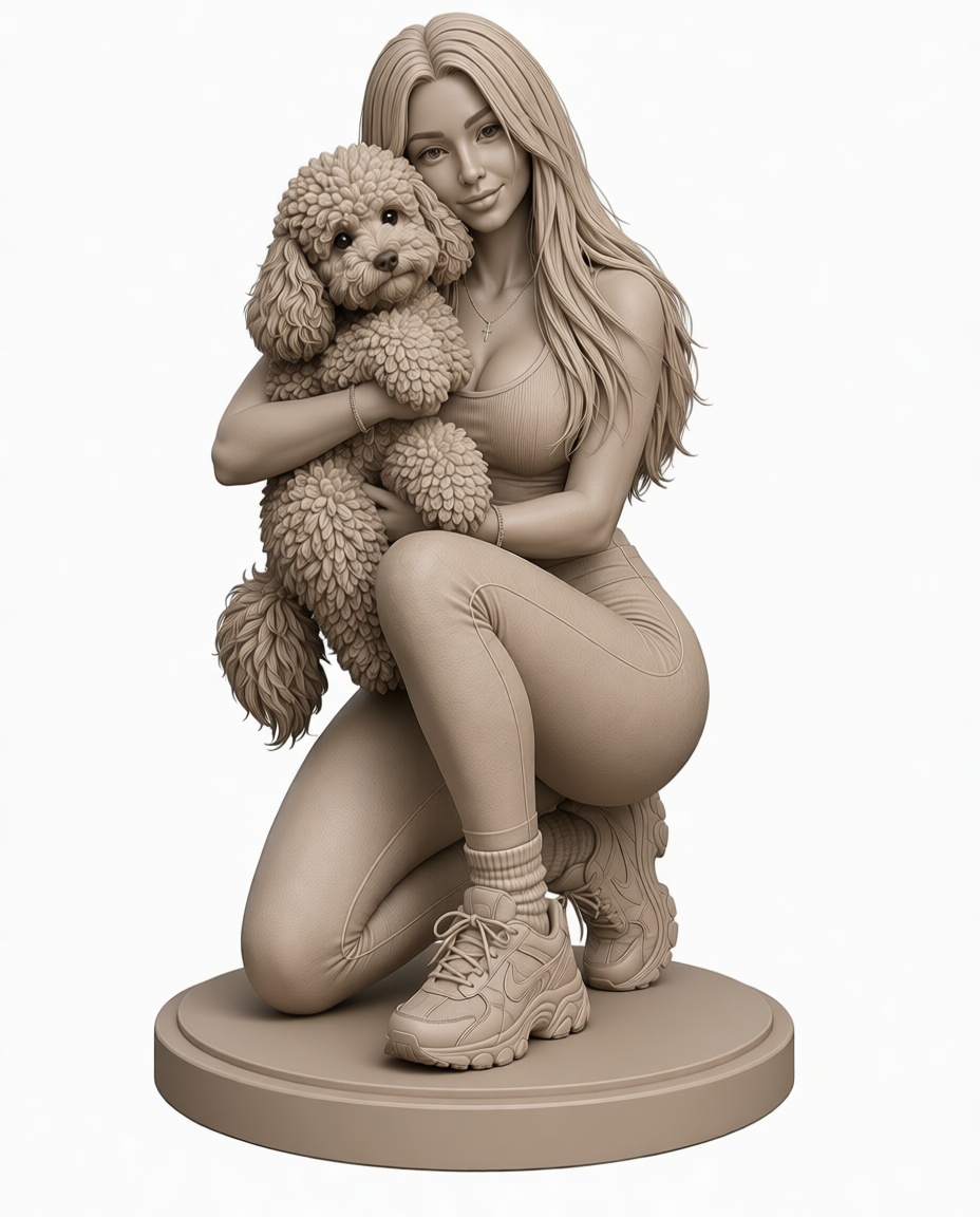 Woman with Poodle Figurine free 3D printable STL