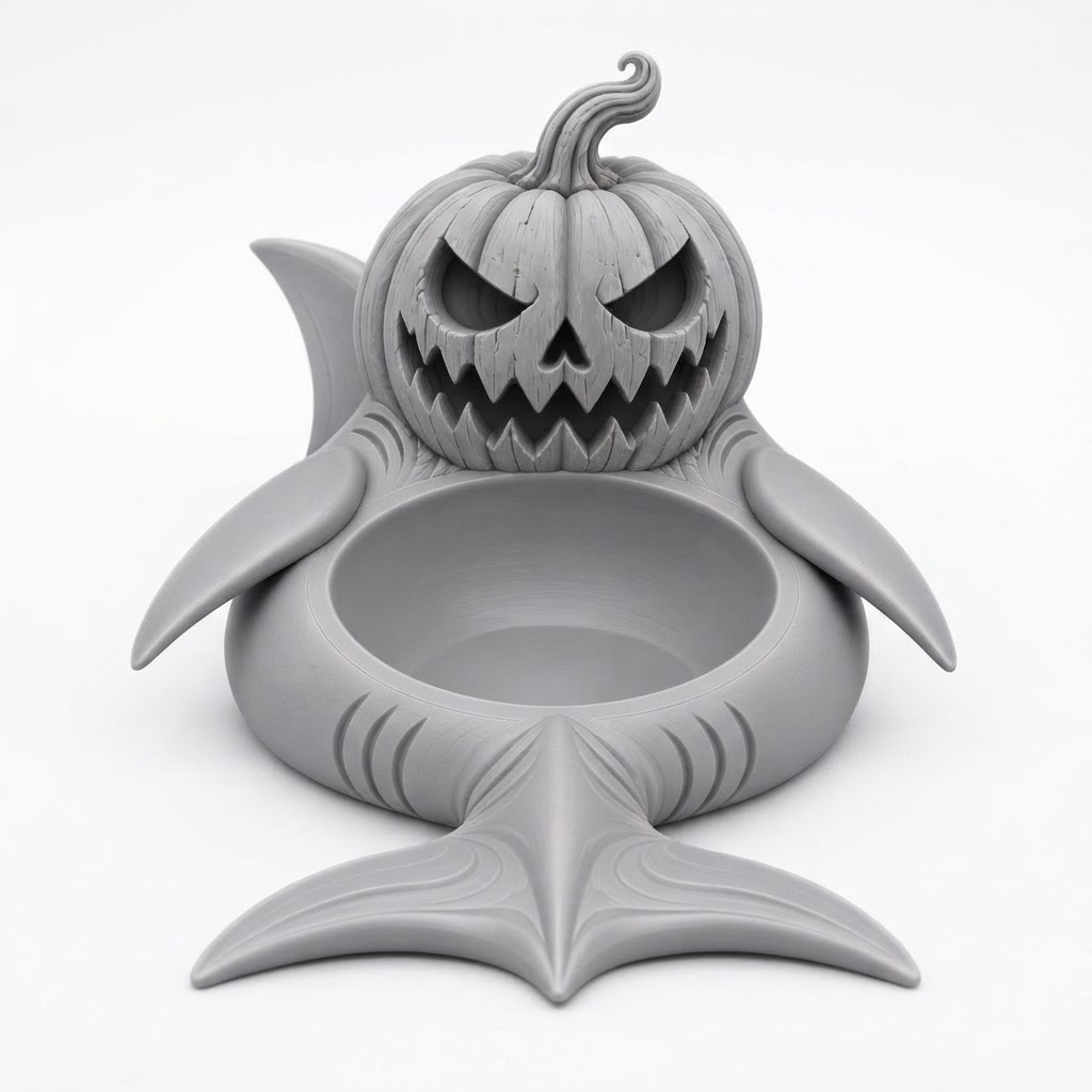 Pumpkin Shark Bowl free 3D printable STL