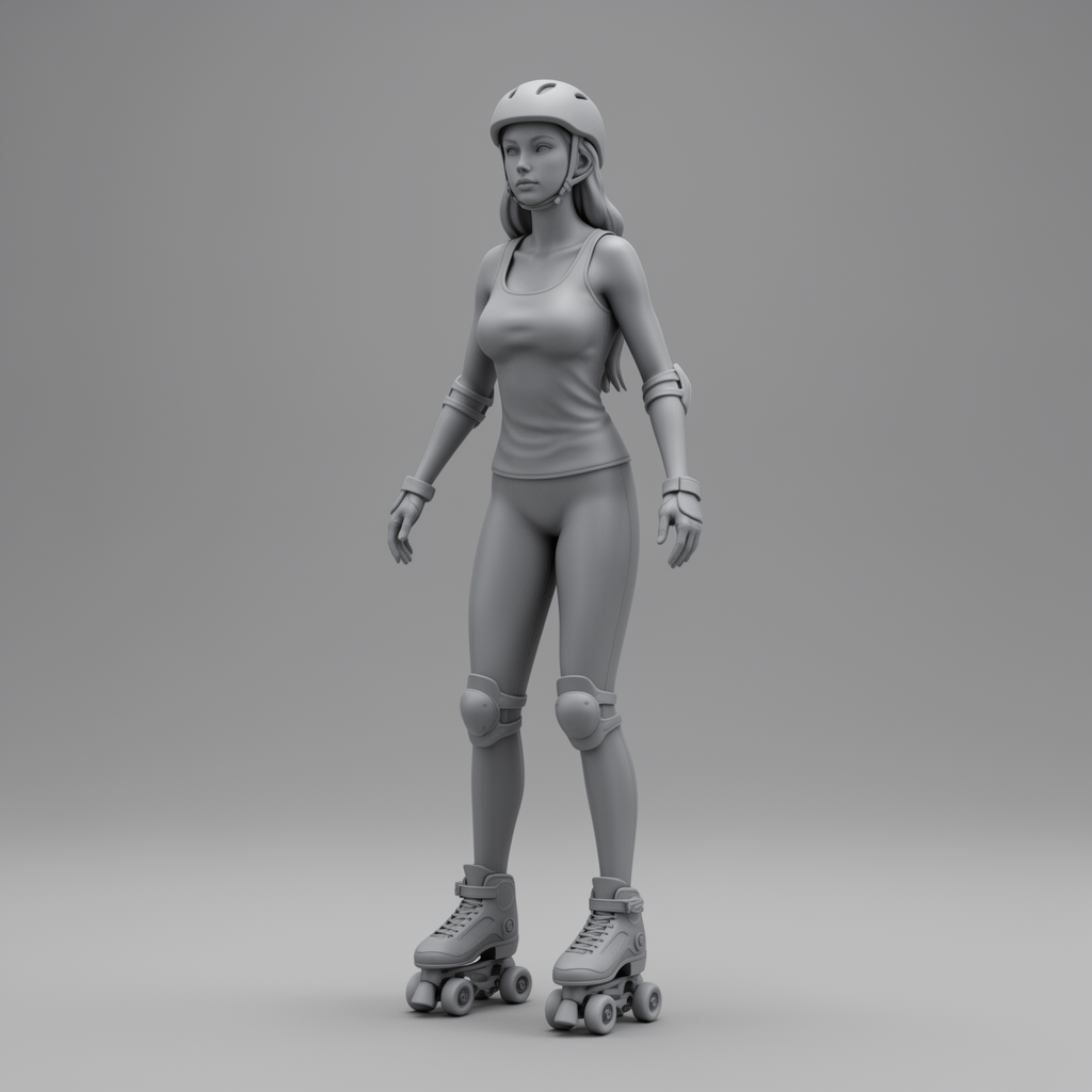 Roller Skater Woman Figurine free 3D printable STL
