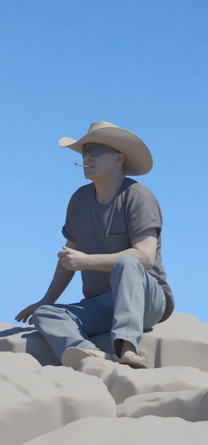 Cowboy Sitting Figurine free 3D printable STL
