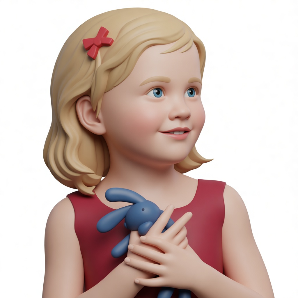 Girl with Bunny Figurine free 3D printable STL