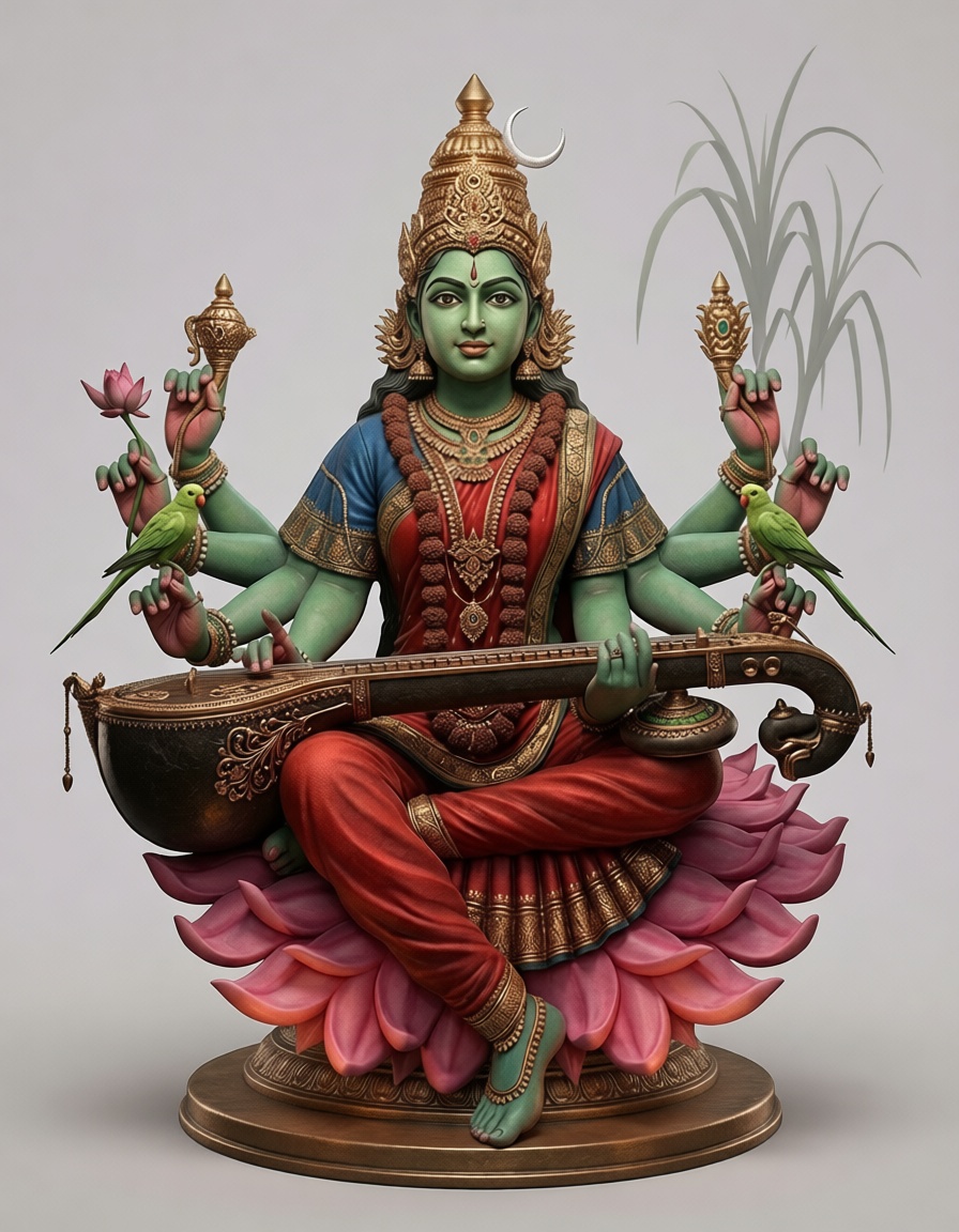 Saraswati Goddess Statue free 3D printable STL