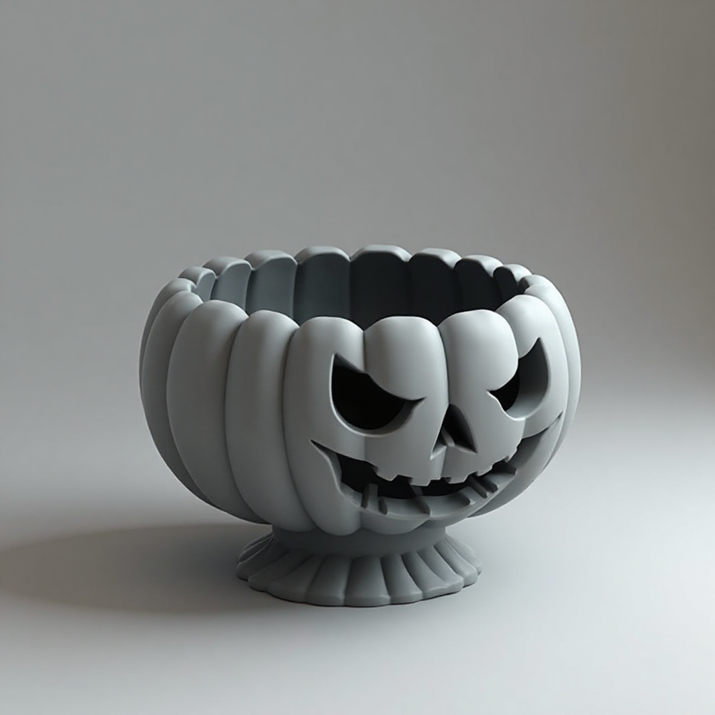 Scary Halloween Pumpkin Bowl free 3D printable STL