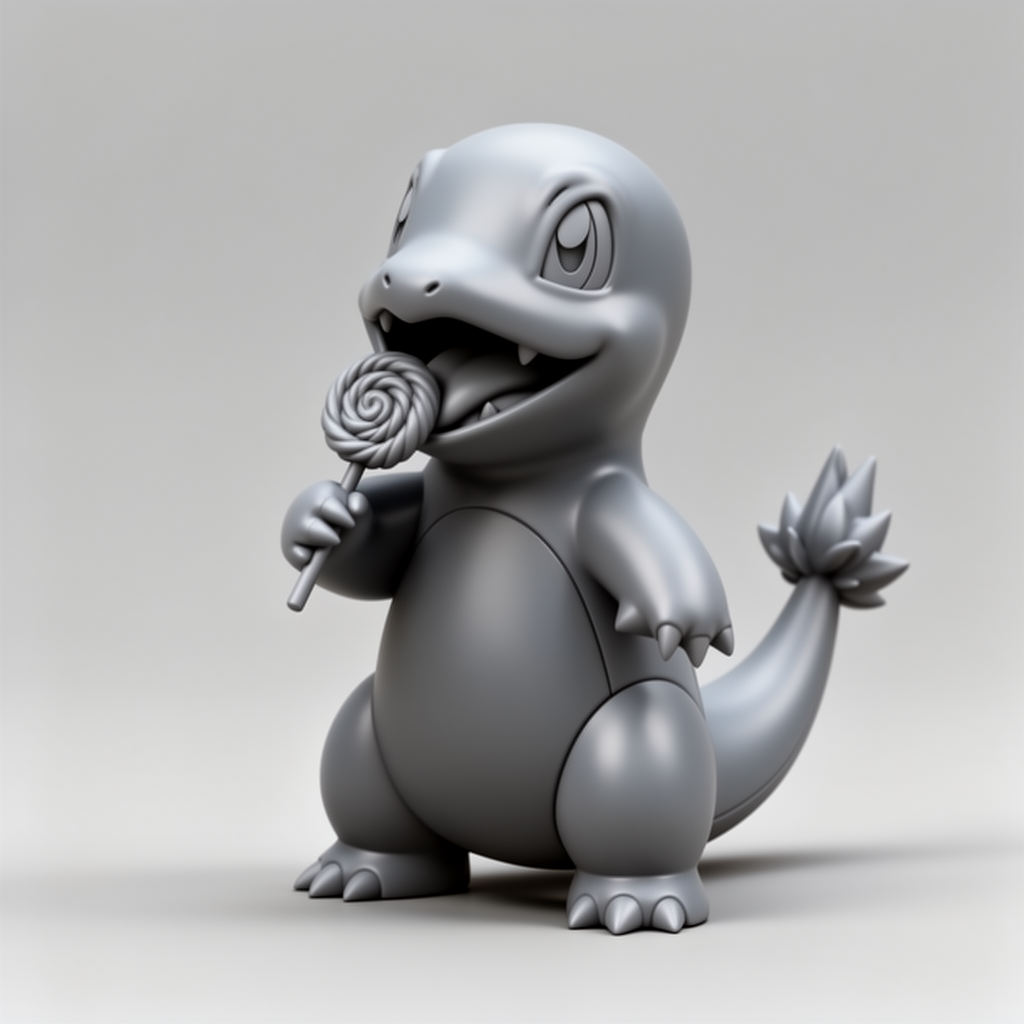 Charmander Figurine Licking Lollipop free 3D printable STL