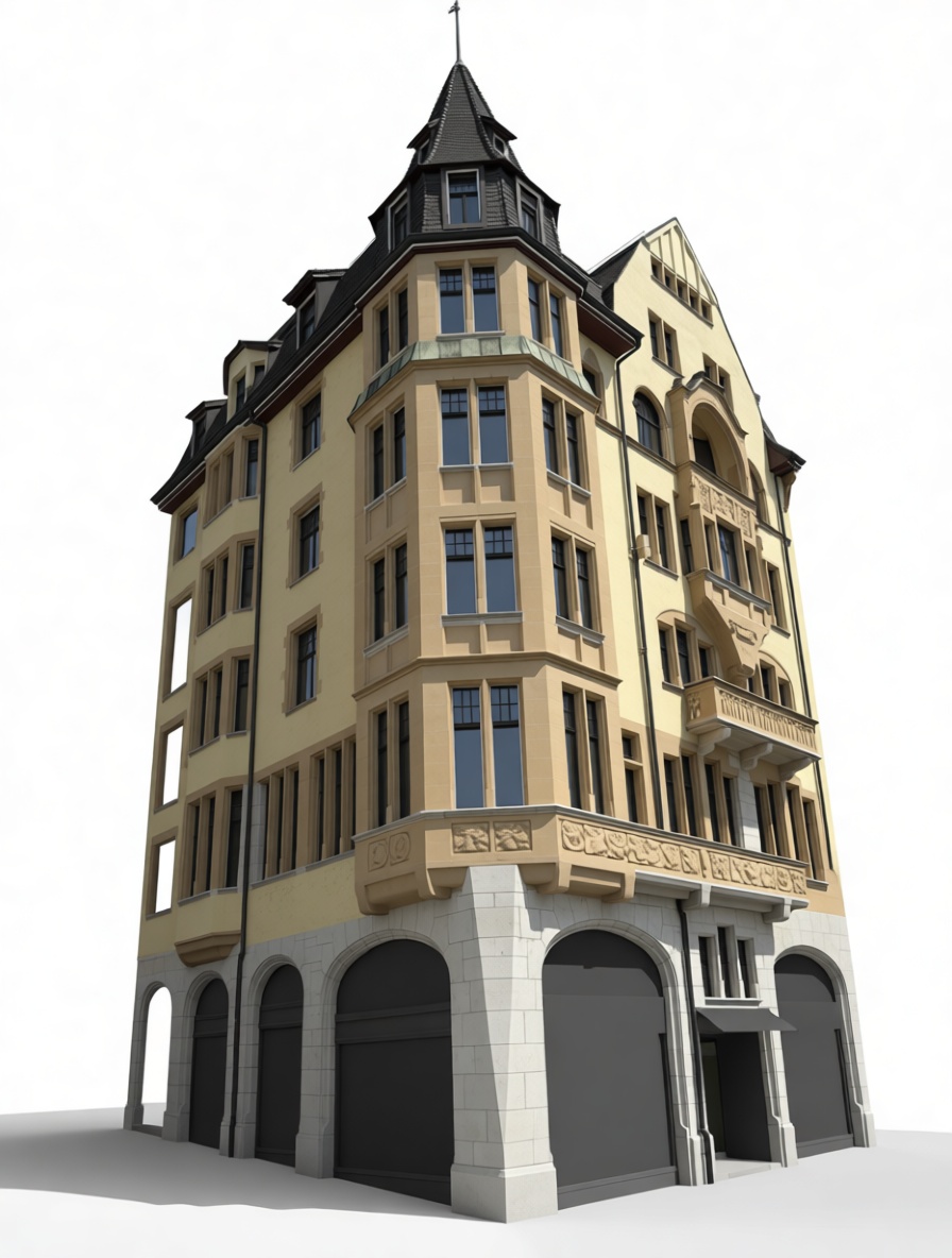 European Corner Building Model free 3D printable STL