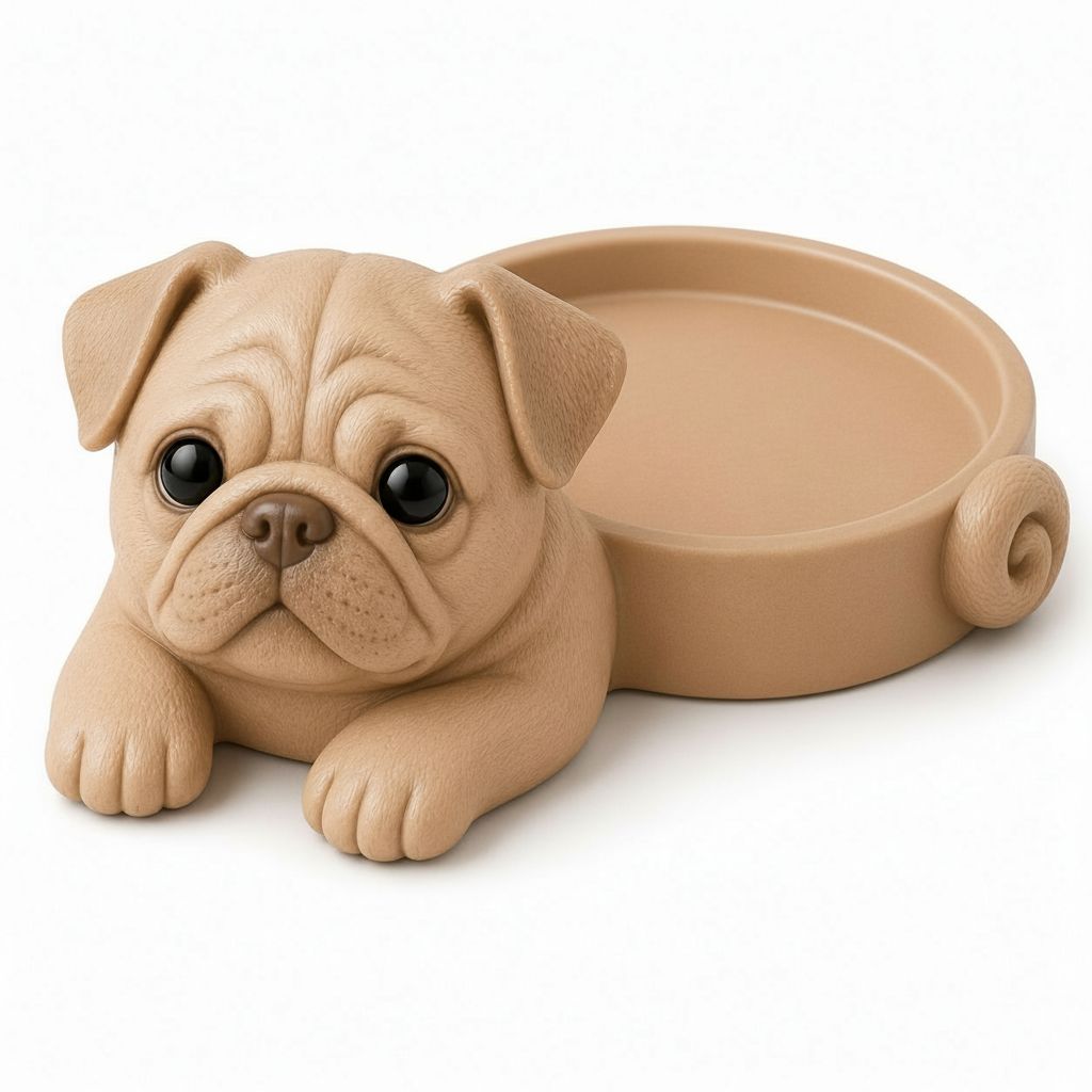 Pug Dog Bowl Holder free 3D printable STL