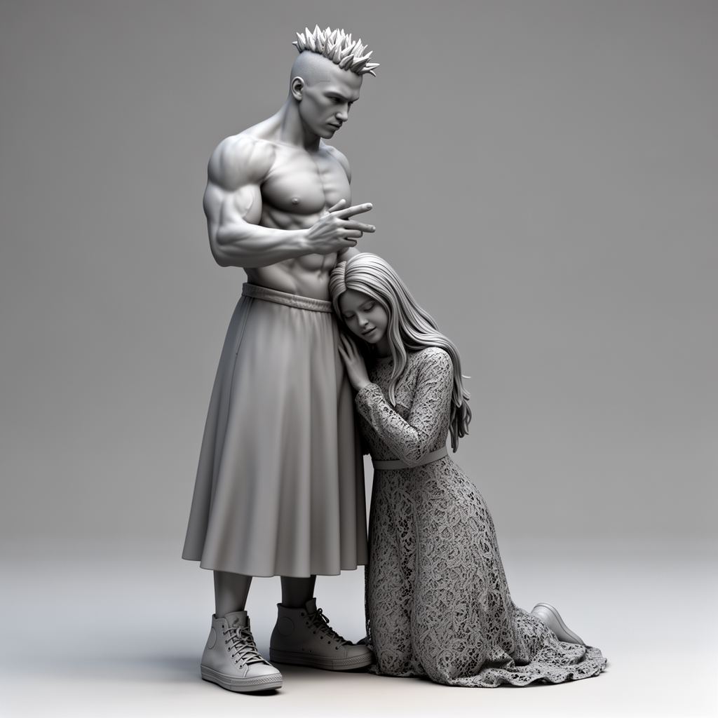 Muscular Man and Woman Sculpture free 3D printable STL