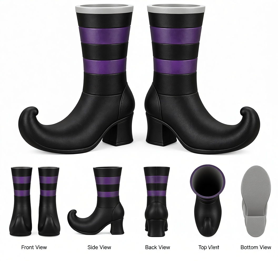 Witch Hat Boots Pair free 3D printable STL