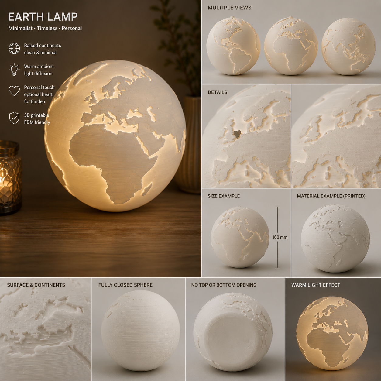 Earth Globe Lamp free 3D printable STL