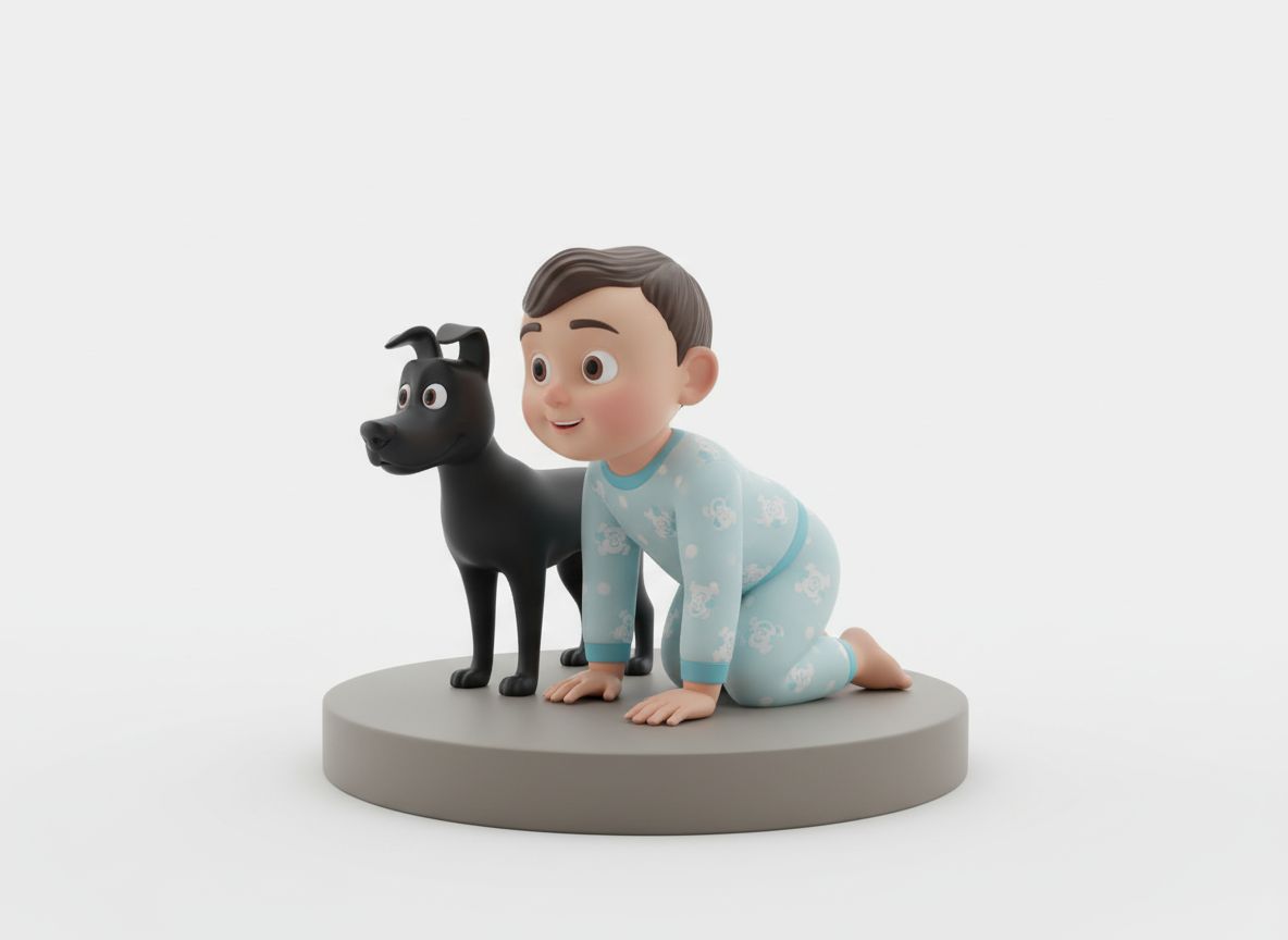 Child Crawling with Dog free 3D printable STL
