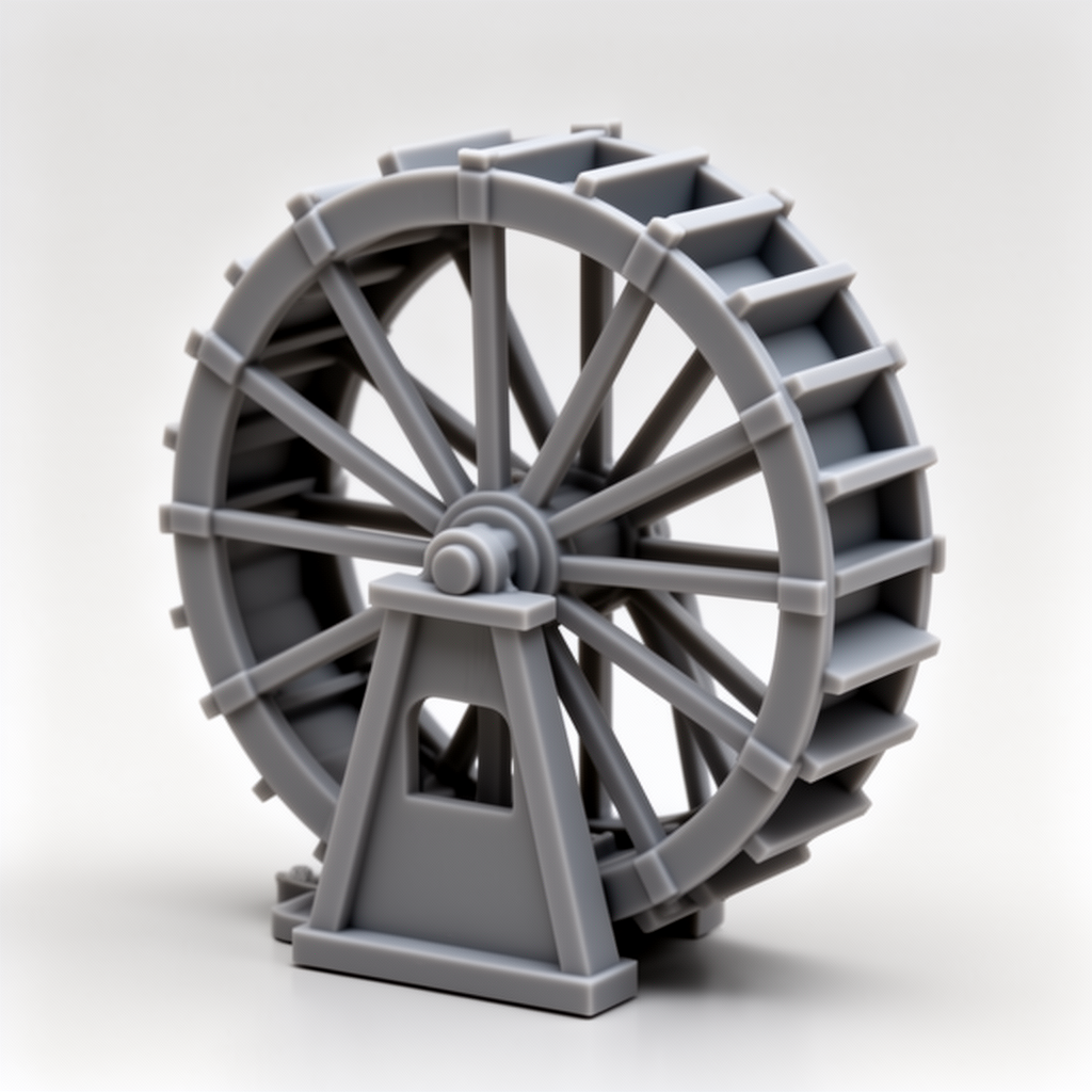 River Waterwheel Model free 3D printable STL