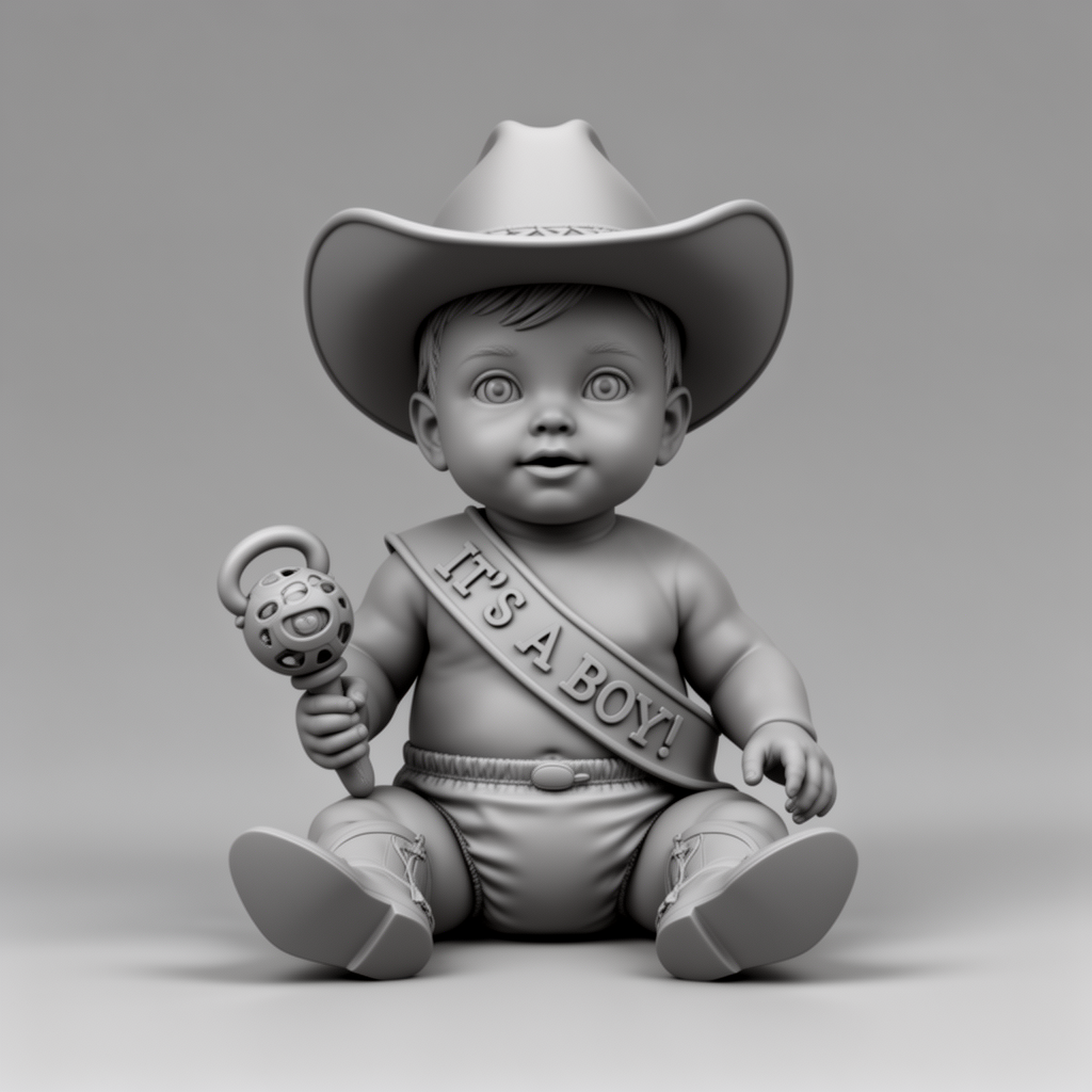 Baby Cowboy Figurine free 3D printable STL
