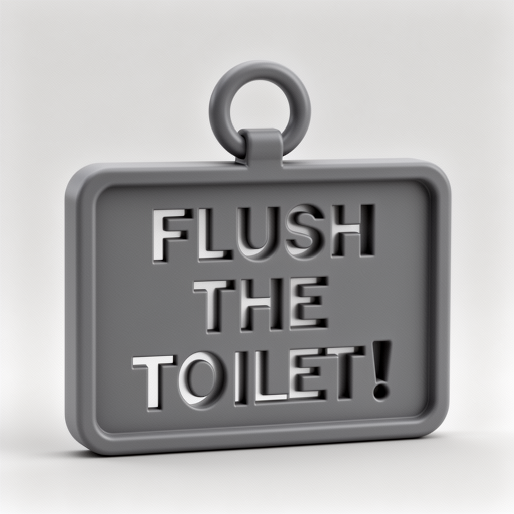 Flush The Toilet Sign free 3D printable STL