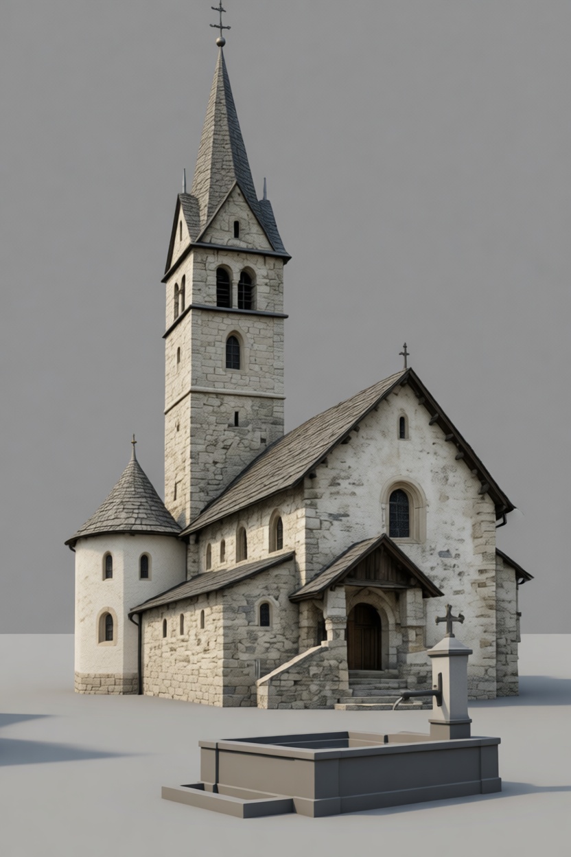 Medieval Stone Church Model free 3D printable STL