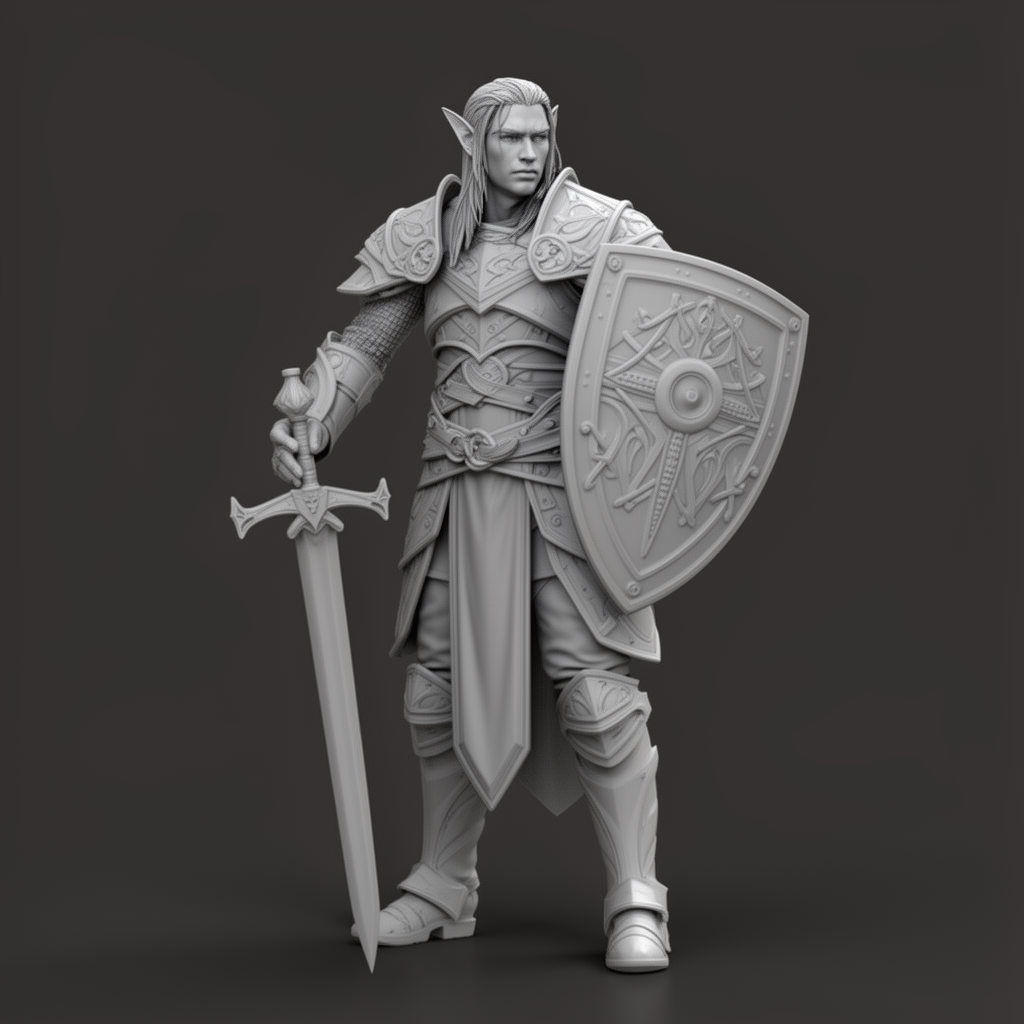 Half Elf Paladin Miniature free 3D printable STL