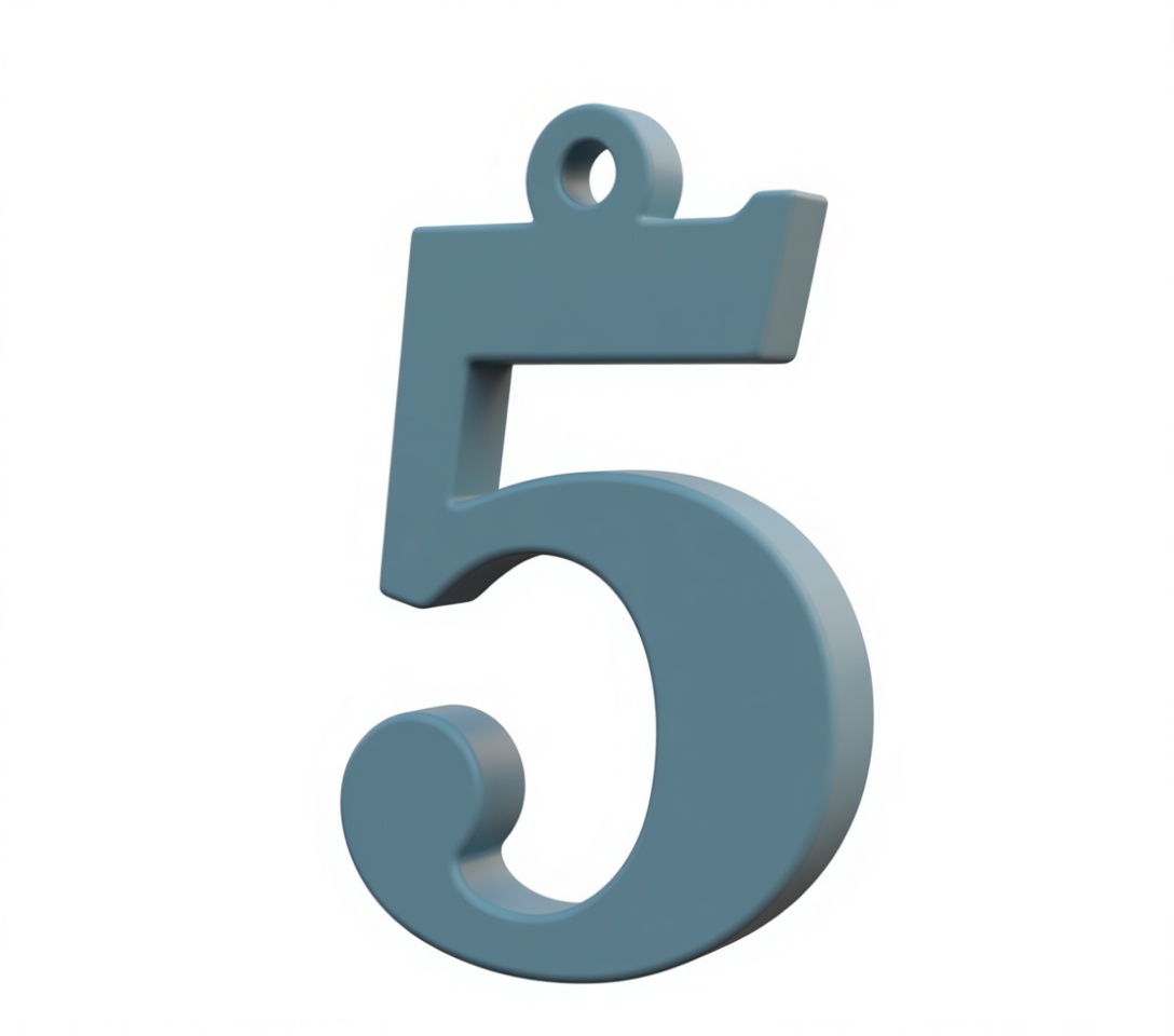 Number 5 Keychain free 3D printable STL