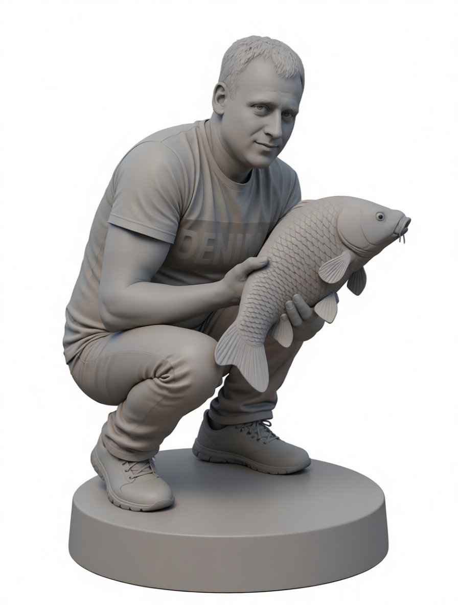 Man Holding Carp Figurine free 3D printable STL