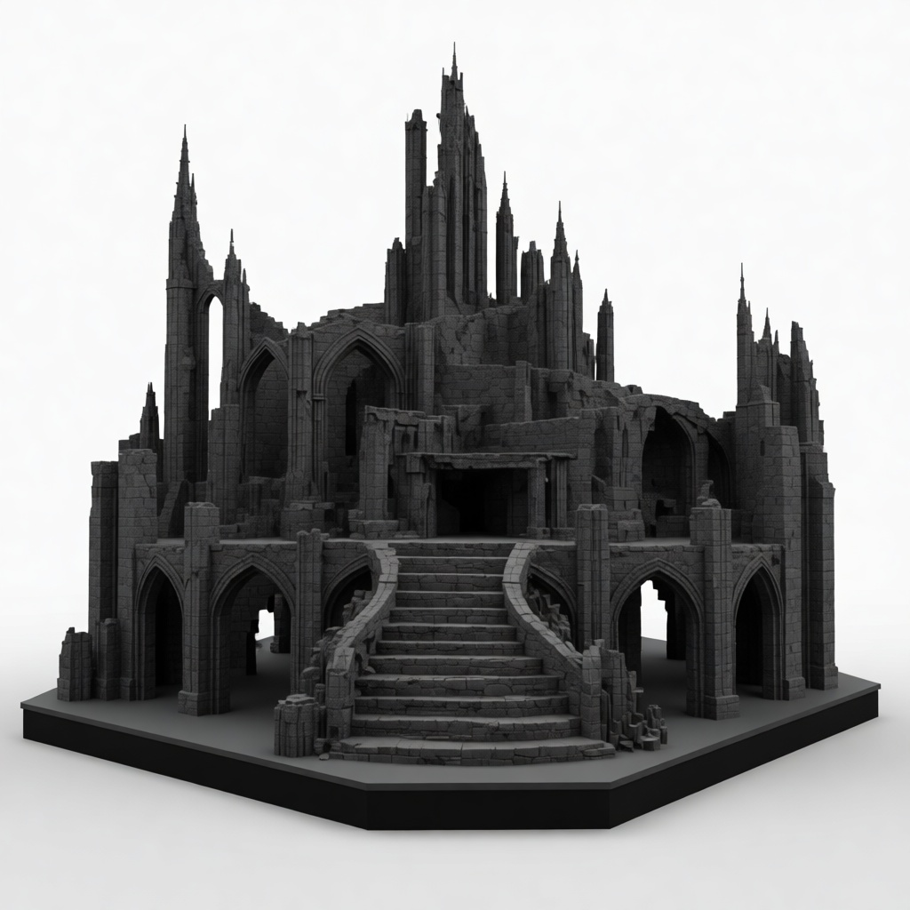 Gothic Ruined Castle Model free 3D printable STL
