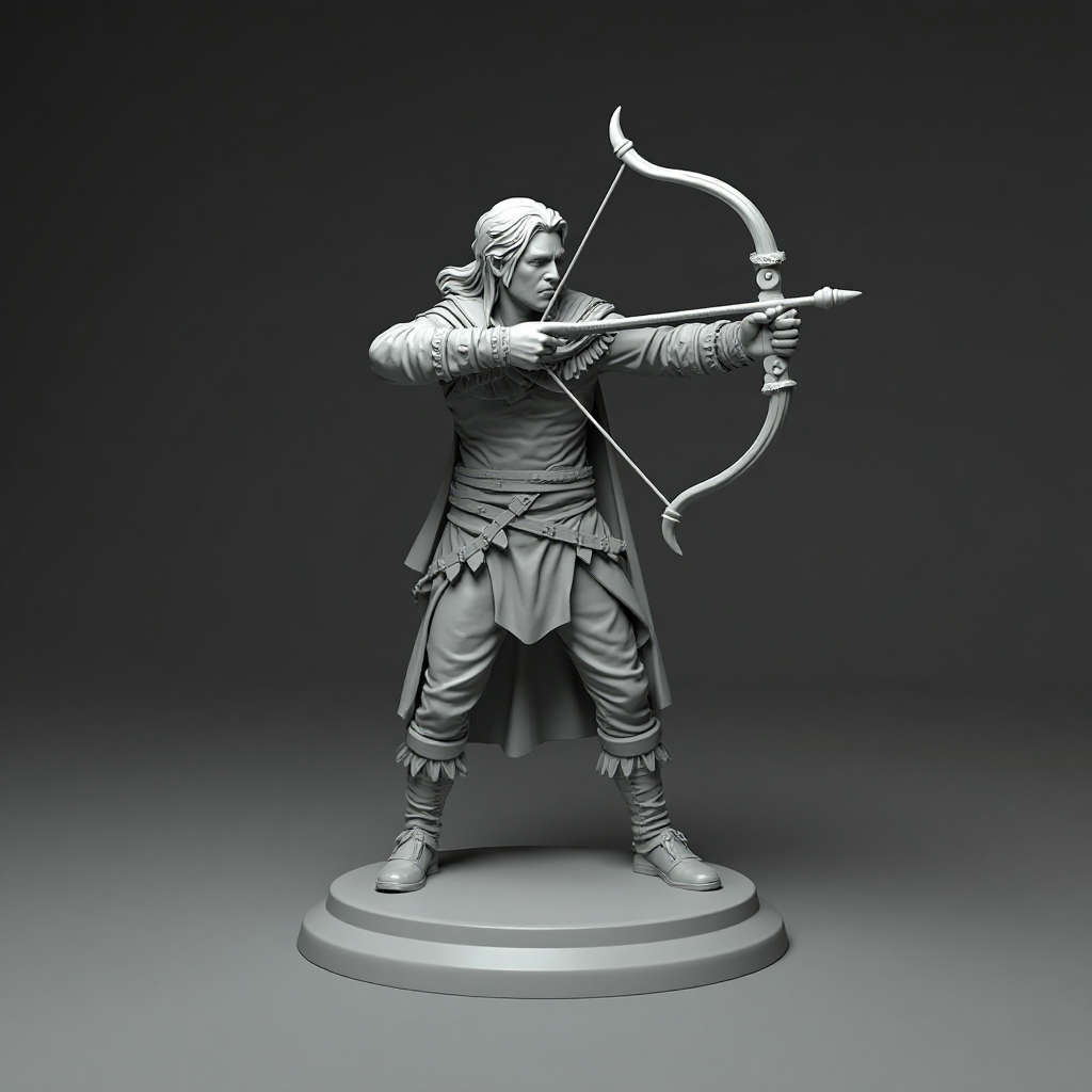 Male Elf Archer Figurine free 3D printable STL