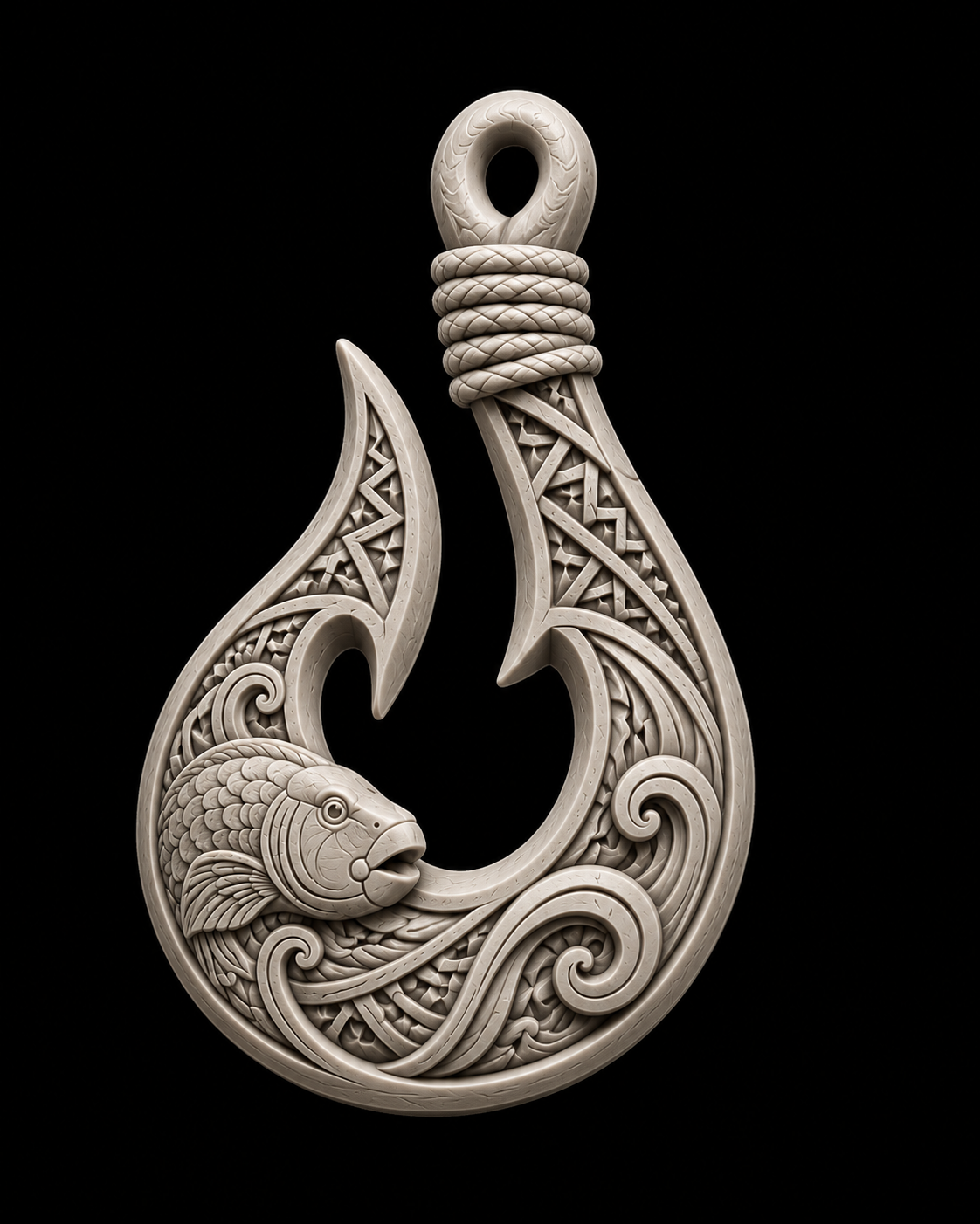 Māori Fish Hook Pendant free 3D printable STL
