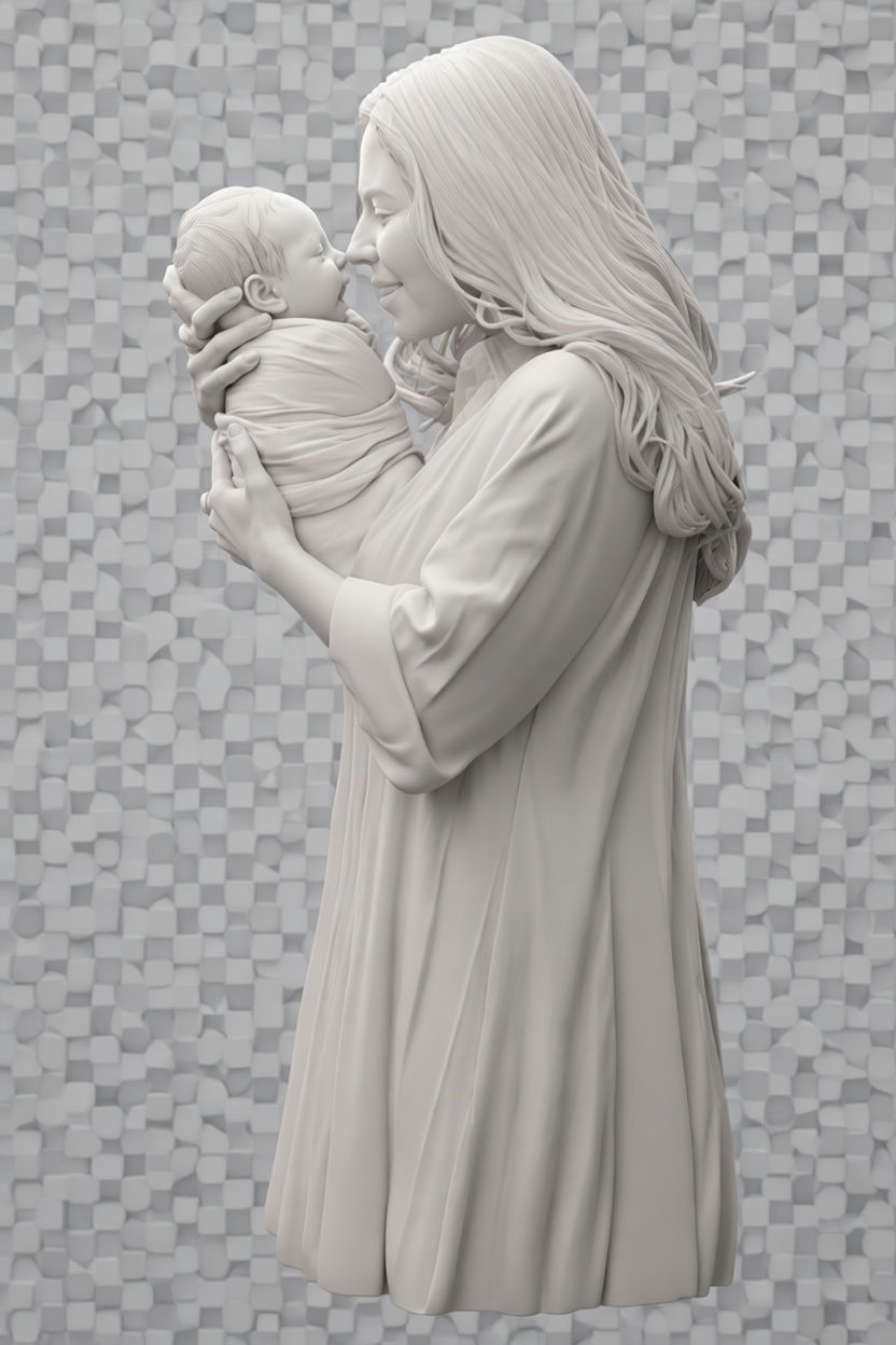 Mother with Baby Sculpture free 3D printable STL