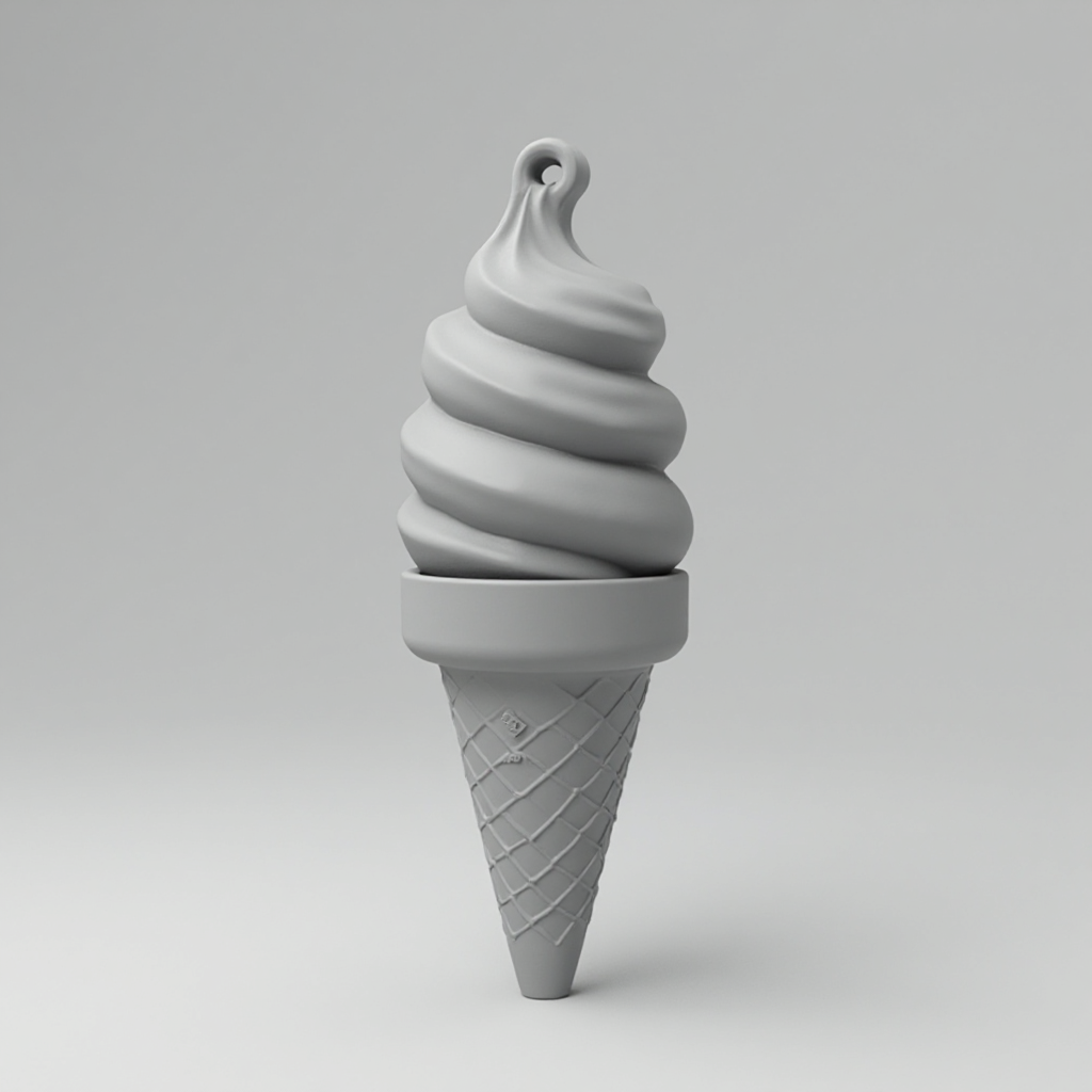Ice Cream Cone Keychain free 3D printable STL