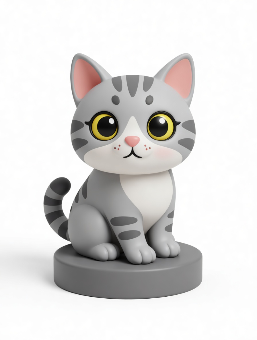Cartoon Tabby Cat Figurine