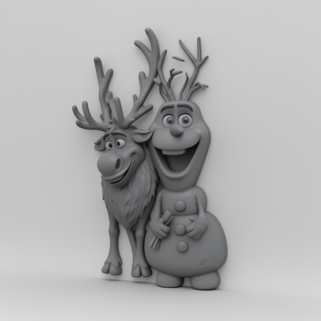 Olaf and Sven Wall Art free 3D printable STL