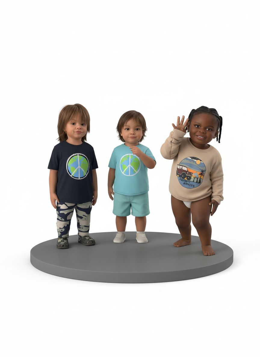3 Diverse Toddlers Figurines free 3D printable STL