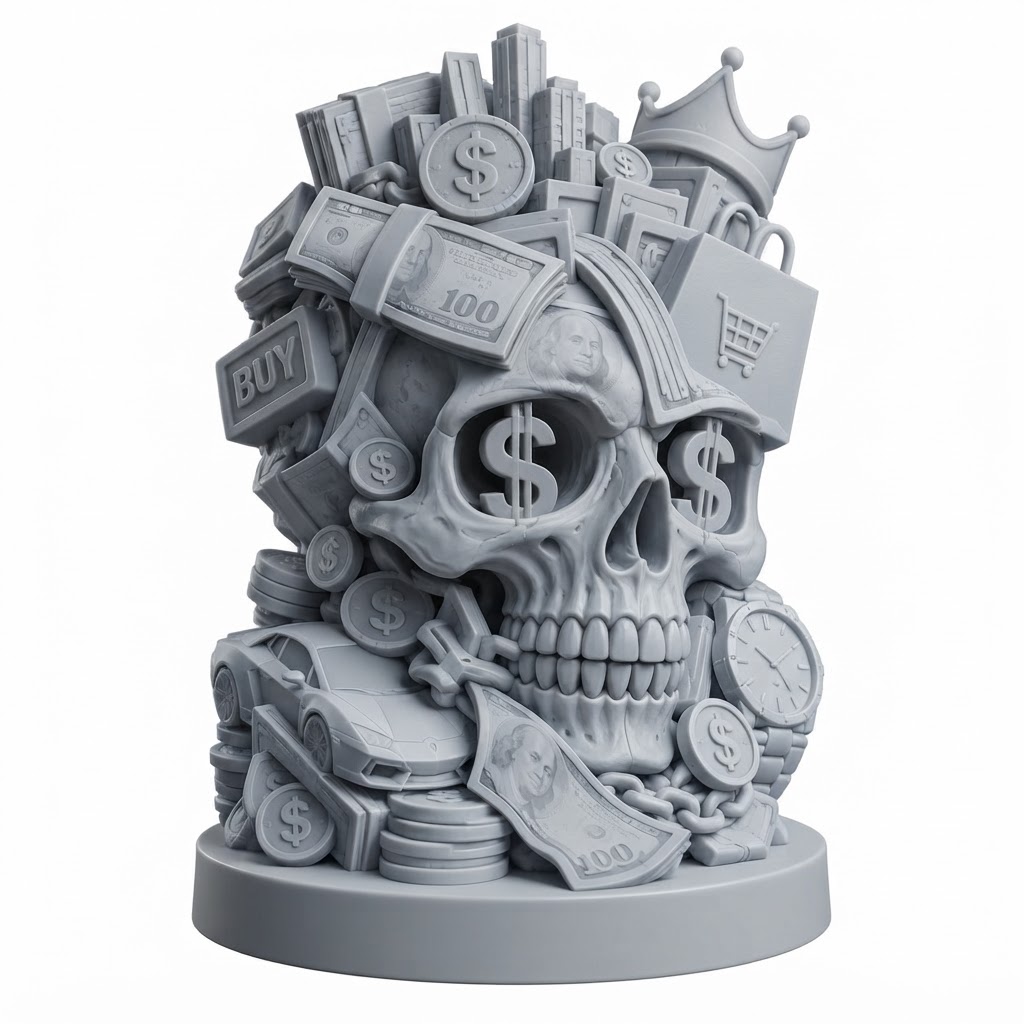 Wealth Skull Sculpture free 3D printable STL