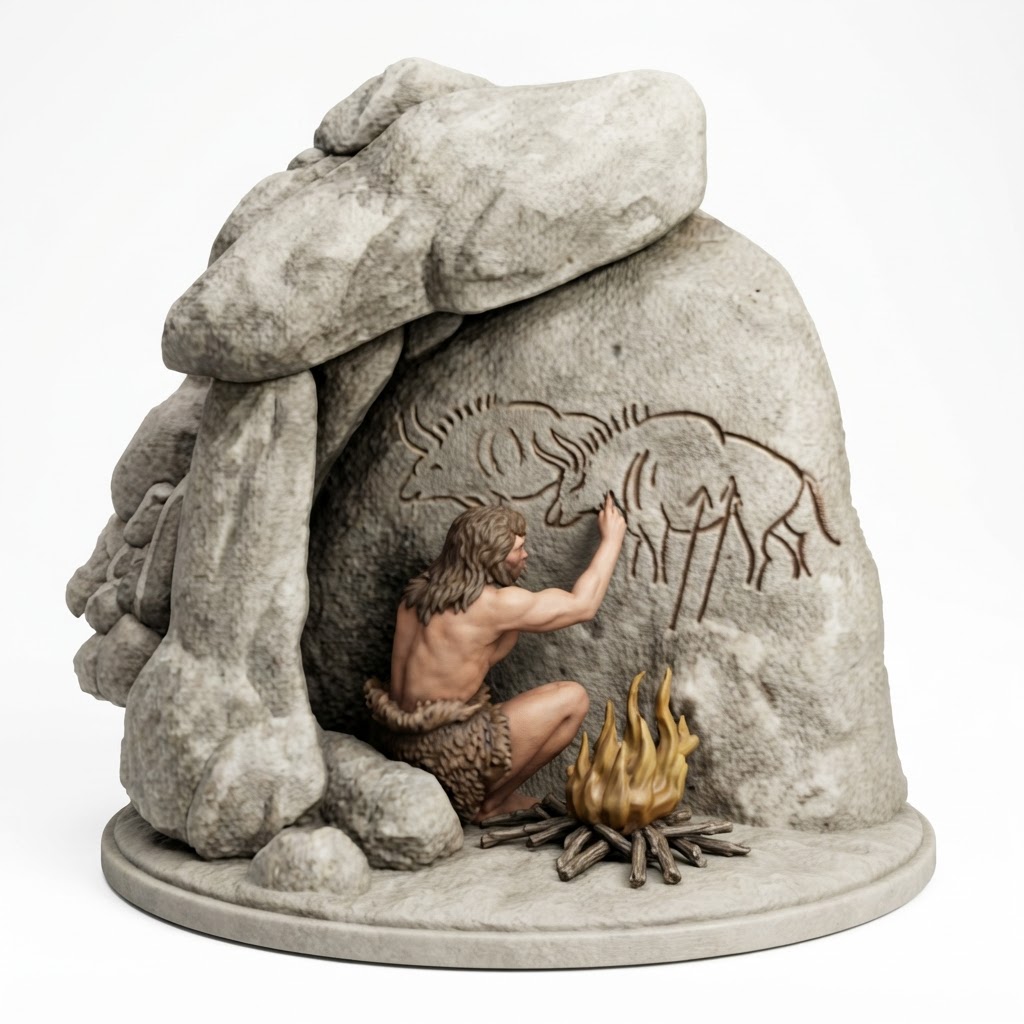 Cave Painter Figurine free 3D printable STL
