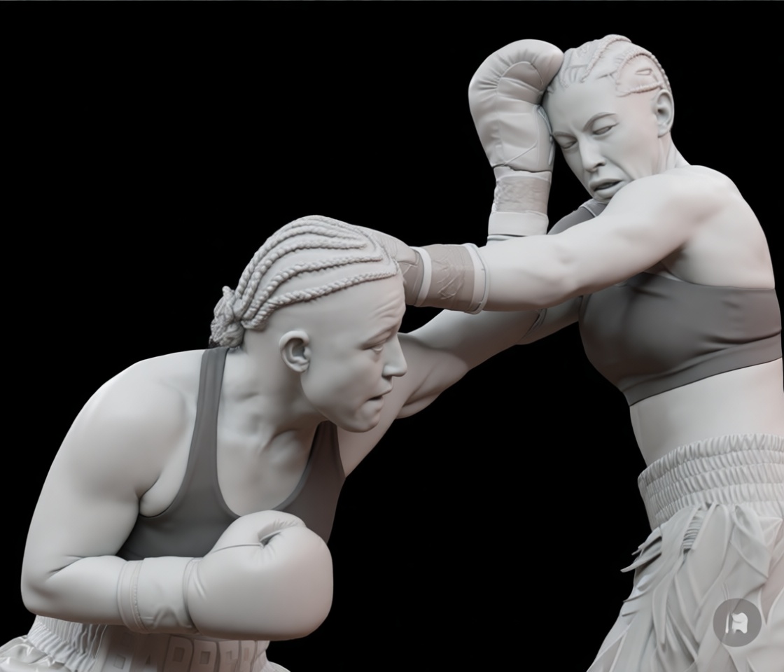 Female Boxer Duel Figurine free 3D printable STL