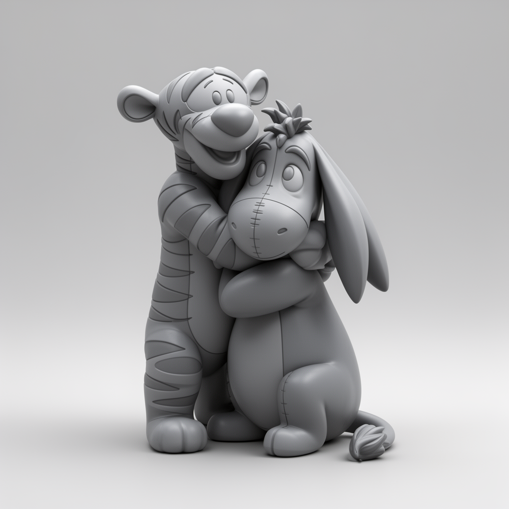 Tigger Hugging Eeyore Figurine free 3D printable STL