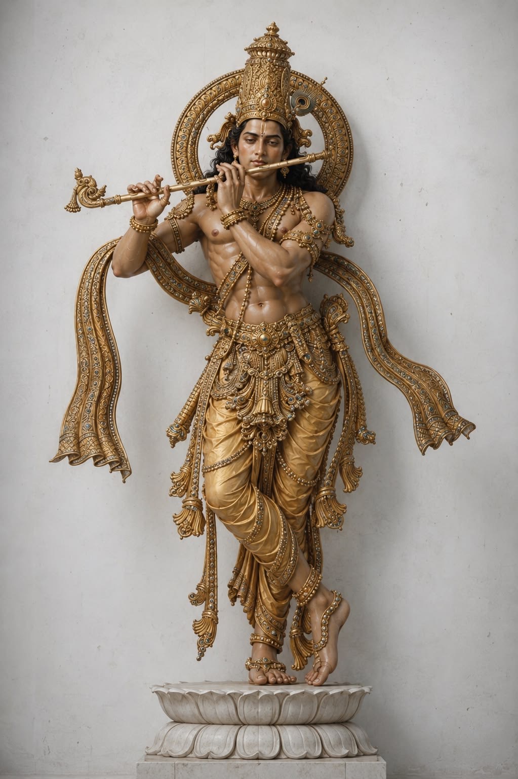 Krishna Playing Flute Statue free 3D printable STL