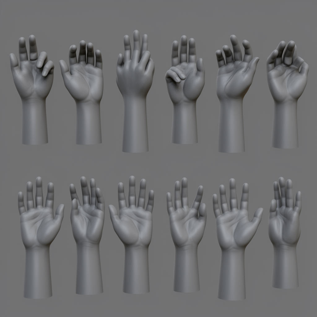 Human Hands Pose Set free 3D printable STL