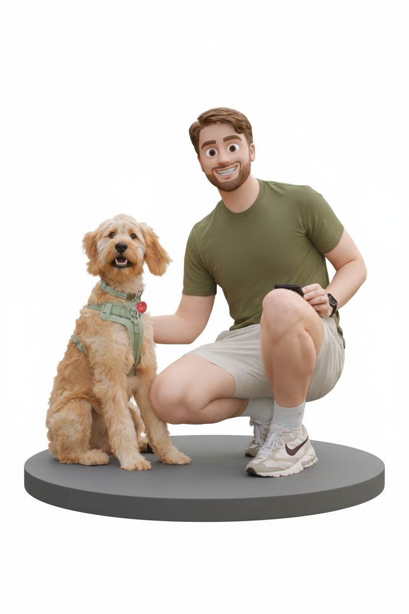 Man and Goldendoodle Figurine free 3D printable STL