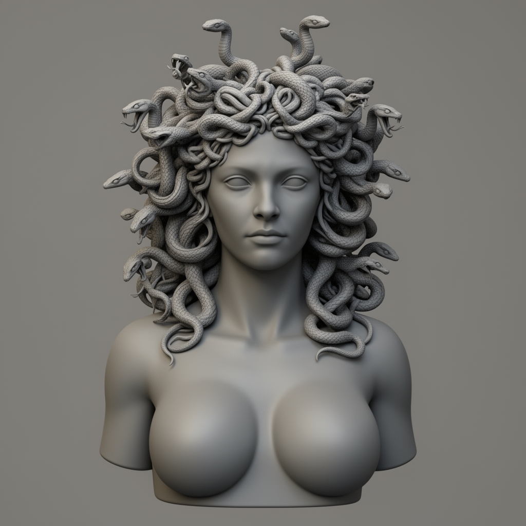 Medusa Bust Statue free 3D printable STL
