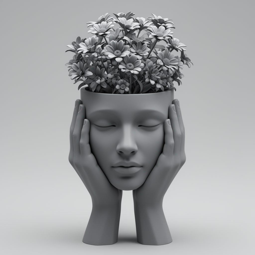 Surreal Face Planter Sculpture free 3D printable STL