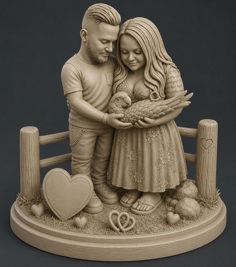 Couple with Parrot Figurine free 3D printable STL