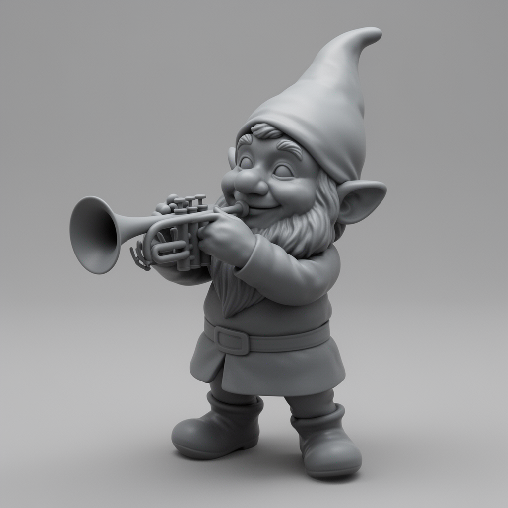 Gnome Trumpet Figurine free 3D printable STL
