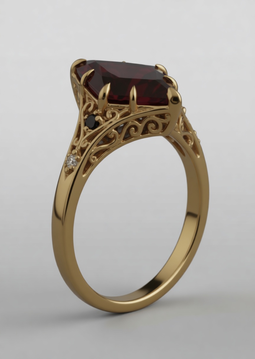 Victorian Garnet Ring free 3D printable STL
