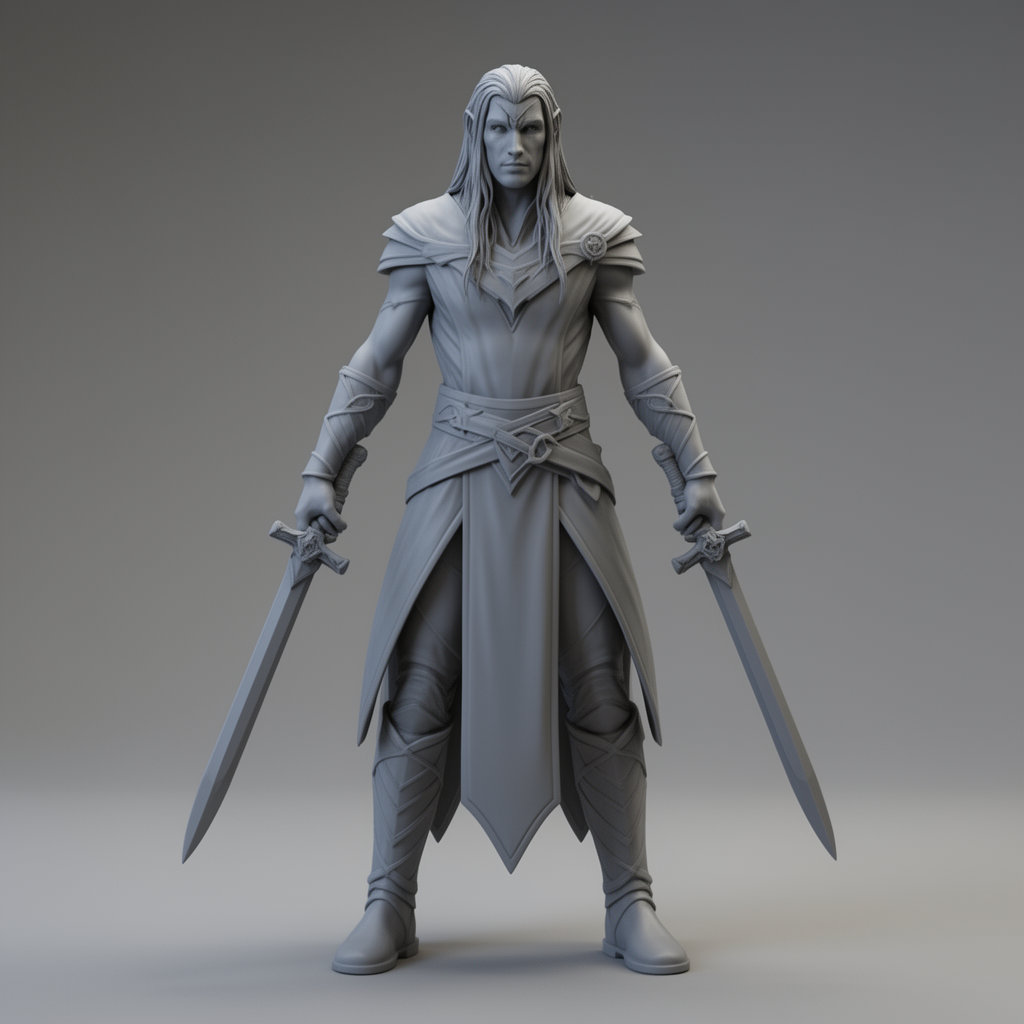 Male Drow Elf Miniature free 3D printable STL