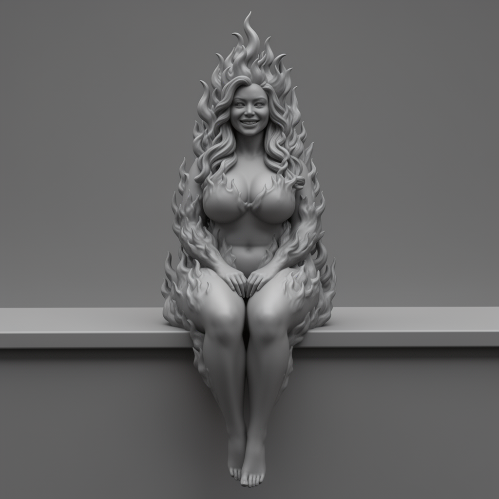 Fire Hair Woman Figurine free 3D printable STL