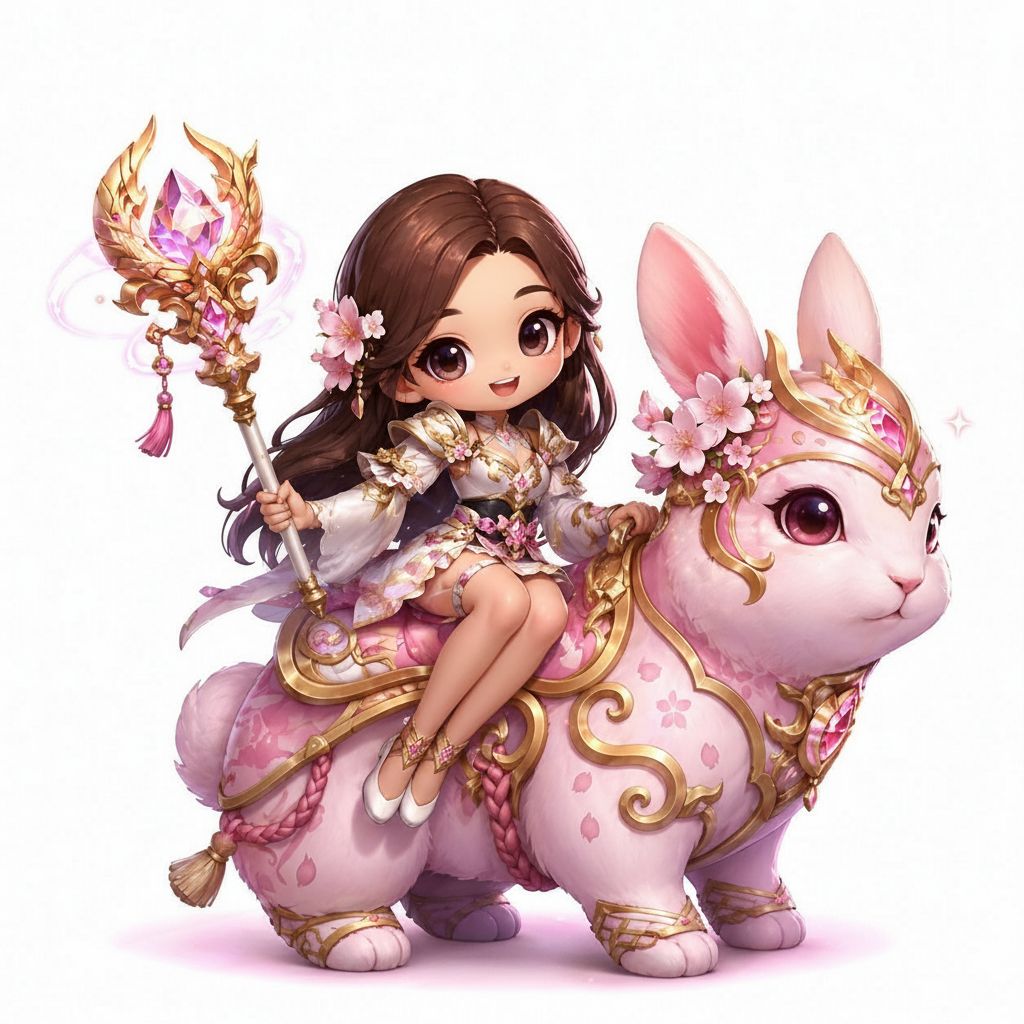 Chibi Girl on Armored Rabbit Figurine free 3D printable STL